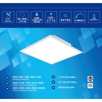 2X2 Ft Led Light Flat Panel 2025303540W 5 Color Temps 3K35K4K5K65K Dimmable Recessed Drop Ceiling Lights 25005000