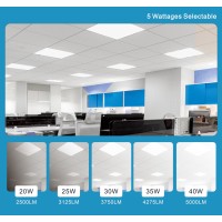 2X2 Ft Led Light Flat Panel 2025303540W 5 Color Temps 3K35K4K5K65K Dimmable Recessed Drop Ceiling Lights 25005000