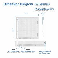 2X2 Ft Led Light Flat Panel 2025303540W 5 Color Temps 3K35K4K5K65K Dimmable Recessed Drop Ceiling Lights 25005000