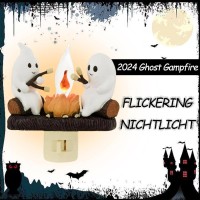 Ghosts Campfire Nightlight Halloween Night Light Ghost Campfire Flickering Nightlight Halloween Decor 3D Led Small Electric Fa