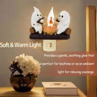 Ghosts Campfire Nightlight Halloween Night Light Ghost Campfire Flickering Nightlight Halloween Decor 3D Led Small Electric Fa