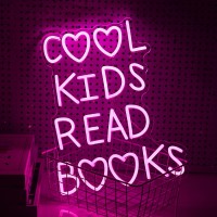 Cool Kids Read Books Neon Sign Dimmable Usb Powered Cool Kids Neon Light For Wall Decor Pink Led Read Books Light Up Sign For Cl