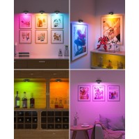 Willed Rgb Lights Poster Lights Battery Operated Rechargeable Picture Lights Puck Lights With Remote 9 Rgb Colors Dimmabletimer