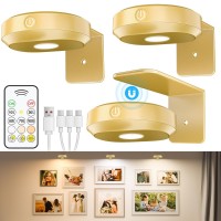 Willed Picture Lights Battery Operated Rechargeable Wall Light For Picture Puck Lights With Remote Tap Light Frame Lights Dimmab