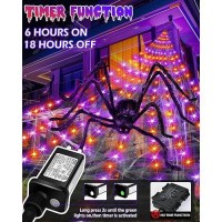 Halloween Spider Web Lights Outdoor Decorations 164Ft 252Led Giant Spider Web With 35 Large Spider 8 Modes Timer Waterpro