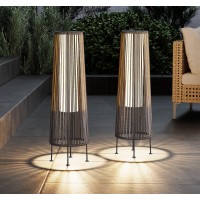 Grand Patio Floor Solar Light Set Of 2 Outdoor Floor Lamp Wicker Solar Patio Lamp Waterproof Outside Solar Deck Lamp For Garden