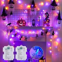 Minetom Halloween Lights Battery Operated 2 Pack Total 33Ft 100 Led Battery Fairy Lights With Timer 8 Modes Waterproof Hallowe