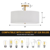 Widluth Modern Semi Flush Mount Ceiling Light 18 Modern Gold 3Lights Drum Ceiling Lighting Fixture Vintage Linen Golden Ceili