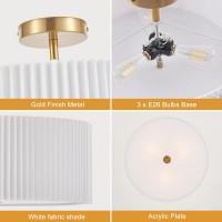 Widluth Modern Semi Flush Mount Ceiling Light 18 Modern Gold 3Lights Drum Ceiling Lighting Fixture Vintage Linen Golden Ceili