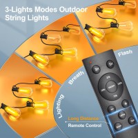 Outdoor String Led Patio Lights 100Ft 30M Outside Waterproof Light With Remote Dimmable St38 Shatterproof Bulb Connectable Han