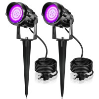 Halloween Spotlight Outdoor Black Light Spotlight 12W Purple Spot Lights Waterproof Landscape Light Plug In Black Lights For Gl