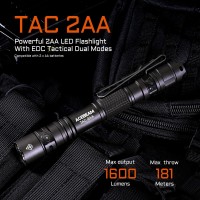 Acebeam Tac 2Aa Edc Tactical Dual Modes Flashlight Rechargeable 1600 High Lumens Flashlight Dual Switch Pocket Led Flashlight