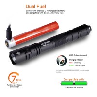 Acebeam Tac 2Aa Edc Tactical Dual Modes Flashlight Rechargeable 1600 High Lumens Flashlight Dual Switch Pocket Led Flashlight