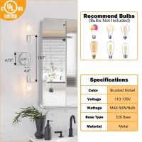 Fadimikoo 2Light Brushed Nickel Bathroom Vanity Light Silver Bathroom Wall Sconce Modern Wall Mounted Lamp Indoor Vintage Wall