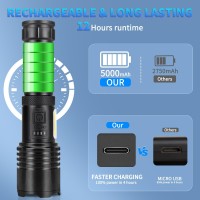 Befamali Rechargeable Led Flashlights High Lumens 900 000 Lumens Super Bright Flashlight With 7 Modes Waterproof Handheld Po