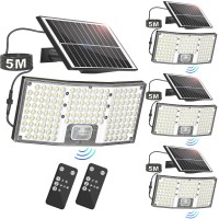 Tobusa Solar Flood Lights Outdoor Motion Sensor 3 Modes Led Solar Light With Remote 4000Lm Waterproof Dusk To Dawn Solar Power