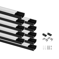 Besseto 10Pack 33Ft1M Black Led Aluminum Channel Led Strip Light Diffuser Aluminum Channel Profile Housing Extrusion For Under