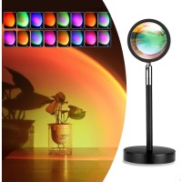 Exnemav Sunset Lamp Night Light 16 Colors 4 Modes Sunset Projection Lamp With Remote Color Changing Rainbow Sunlight Lamp