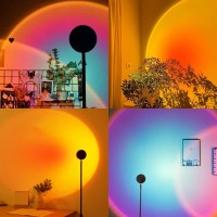 Exnemav Sunset Lamp Night Light 16 Colors 4 Modes Sunset Projection Lamp With Remote Color Changing Rainbow Sunlight Lamp