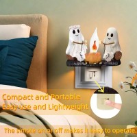 Endvler Halloween Flickering Night Light Halloween Nightlight Plug In Ghost Night Light Funny Halloween Night Light Indoor Decor