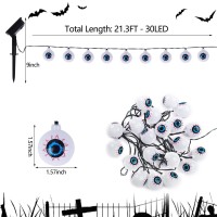 Ybb Solar Eyeball String Lights 213Ft Waterproof Halloween Lights With 30 Led Scary Green Eyeballs 8 Modes For Halloween Party