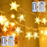 Brightown Star String Lights 2 Pack Total 33Ft 100 Led Star Fairy Lights Battery Operated With Remote For Indoor Outdoor Twin