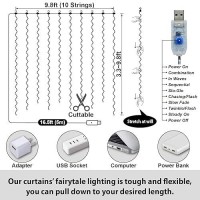 Hxweiye 300Led Orange Fairy Curtain Lights With Remote 8 Modes Timer For Bedroom 98X98Ft Usb Plug In Christmas Fairy String H