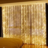 Hxweiye 300Led Orange Fairy Curtain Lights With Remote 8 Modes Timer For Bedroom 98X98Ft Usb Plug In Christmas Fairy String H