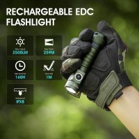 Pioocan S10Pro Rechargeable Led Flashlights High Lumen 2 500 Lumens Edc Pocket Flashlight Super Bright Powerful Mini Flashligh