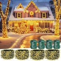 Brightown Christmas String Lights Battery Operated 4 Pack Total 66 Ft 200 Led Battery Powered Fairy Lights With Timer 8 Mode W