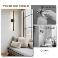 Battery Operated Black Wall Sconces Set Of Two 30 Wireless Dimmable Led Wall Lights With Remote Control 3 Color Stepless Dim