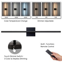 Battery Operated Black Wall Sconces Set Of Two 30 Wireless Dimmable Led Wall Lights With Remote Control 3 Color Stepless Dim