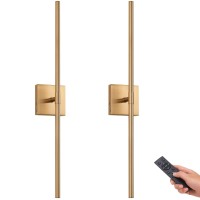 Battery Operated Gold Wall Sconces Set Of 2 30 Wireless Rechargeable Led Wall Lamps With Remote Control 3 Color Stepless Dim