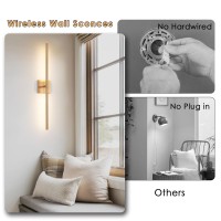 Battery Operated Gold Wall Sconces Set Of 2 30 Wireless Rechargeable Led Wall Lamps With Remote Control 3 Color Stepless Dim