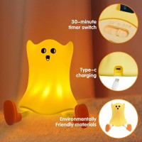 Cuxichuxinxi Ghost Night Light Led Halloween Night Light Cute Silicone Adjustable Night Light With 3 Levels Of Brightness Suitab