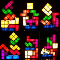 Night Light For Kids New Upgrades Diy Stackable Led 3D Puzzles Night Lamp Lights 7 Colors Kids Night Lights Interlocking Inducti