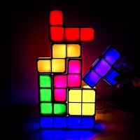 Night Light For Kids New Upgrades Diy Stackable Led 3D Puzzles Night Lamp Lights 7 Colors Kids Night Lights Interlocking Inducti