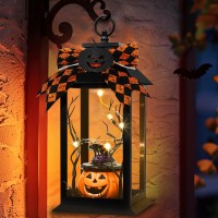 Lightup Hanging Halloween Jack O Lanterns With 3D Pumpkin And Orange Black Plaid Bow Outdoor Decorations Pumpkin Lantern Li