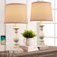 Huitico 215 Modern Farmhouse Table Lamps For Living Room Set Of 2 Bedroom Lamps For Nightstand Small Bedside Table Lamps With