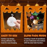 Halloween Lights Decorations 3 Pack Halloween Window Lights Orange Pumpkin Green Bat Purple Witch Light Up Decorations With Su