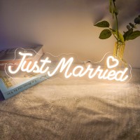 Just Married Neon Sign Levels Dimmable Usb Neon Lights For Bedroom Wall Wedding Party Neon Light For Wall Decoration Gift For