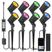 Zyan 8 Pack 36W Smart Landscape Lighting Color Changing Work With Alexa