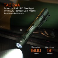 Acebeam Tac 2Aa Edc Tactical Dual Modes Flashlight Rechargeable 1600 High Lumens Flashlight Dual Switch Pocket Led Flashlight