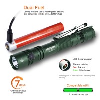 Acebeam Tac 2Aa Edc Tactical Dual Modes Flashlight Rechargeable 1600 High Lumens Flashlight Dual Switch Pocket Led Flashlight