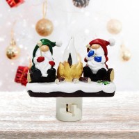 Endvler Christmas Flickering Night Light Christmas Nightlight Plug In Funny Christmas Night Light Indoor Decorations Style05