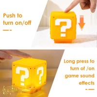 Syryia Super Bros Question Block Night Light Gamer Lamp With Sound Effects For Kids Gift Rechargeable Light Up Decorations For