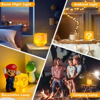 Syryia Super Bros Question Block Night Light Gamer Lamp With Sound Effects For Kids Gift Rechargeable Light Up Decorations For