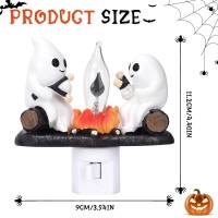 Ahuccf Ghost Campfire Flickering Nightlight 2 Ghost Roasting Smores At Campfire Nightlight 3D Spooky Fire Marshmallow Night L