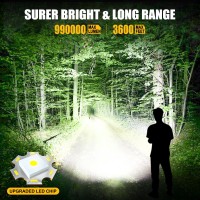 Rechargeable Led Flashlights High Lumens 2 Pack 990000 Lumens Super Bright Flash Light With 7 Modes Cob Light Ipx7 Waterproo