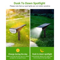 Zookki Solar Spot Lights Outdoor Solar Lights Outdoor Waterproof Ip65 3 Brightness Modes Dusk To Dawn Landscape Spotlights For